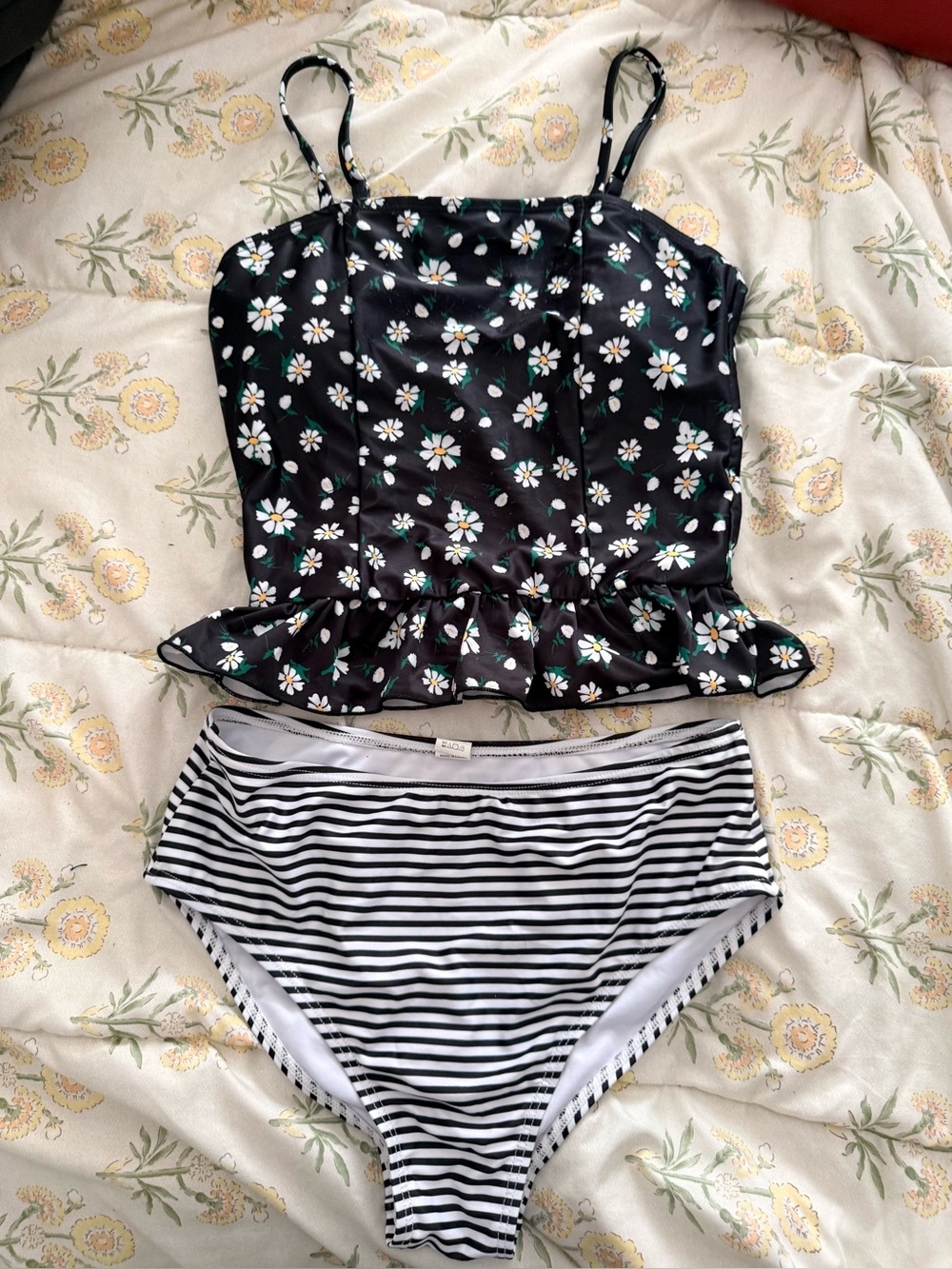 Girls boho striped Daisy Print peplum Tankini swimsuit girls 12